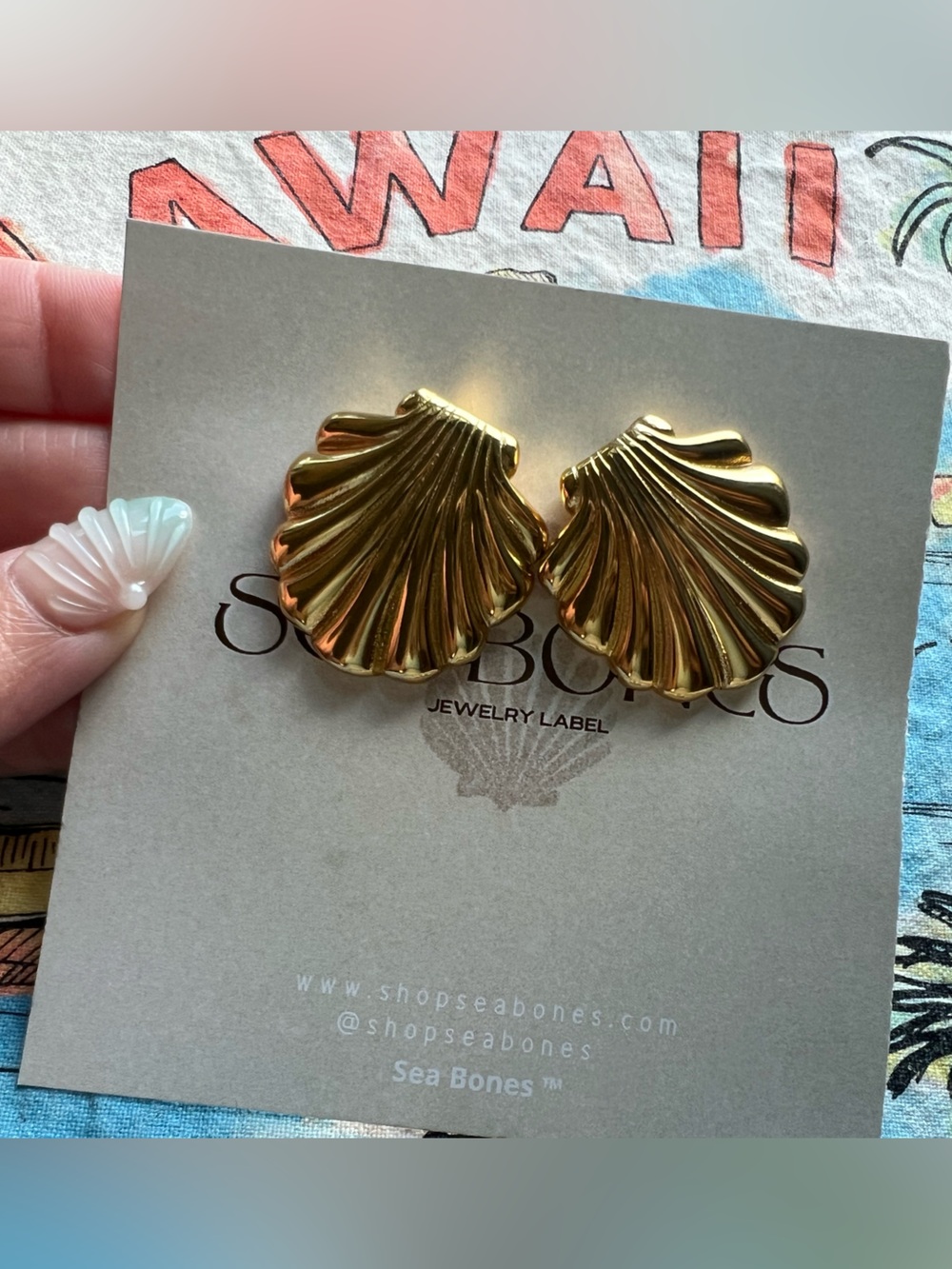 Sea Bones Scallop Seashell Stud Earrings
